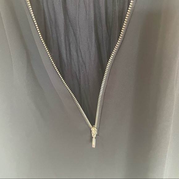 Dark Navy Sleeveless Blouse with Zipper Neck Detail - Picture 4 of 6